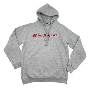 Audi Sport Hoodie Light Gray Cotton Blend Pullover Size M Athleisure Loungewear